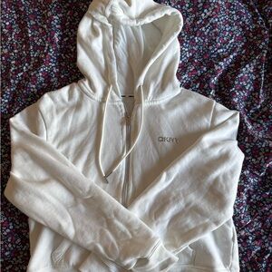 DKNY Cream Women's Zip-Up Hoodie